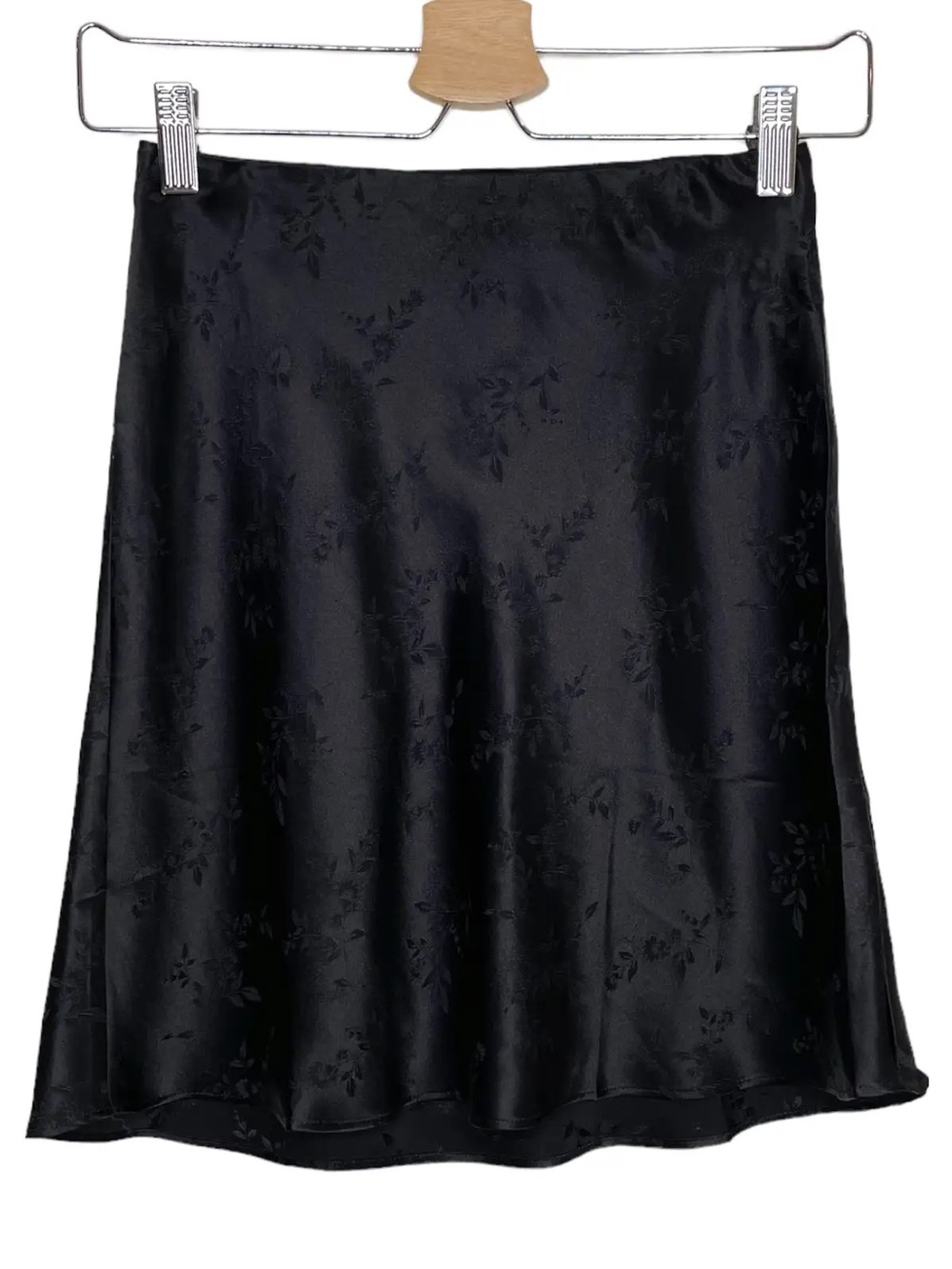 Realisation Par Black Silk Floral Mini Slip Skirt